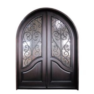 Arched iron glass hand-crafted wood door HC1033 MCD hardwood design