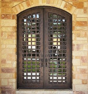 Mediterranean Wrought Iron Double Door with Square Grid – EL1217 MCD