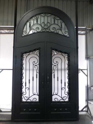 Exquisite Arched Top Wrought Iron Doors With Transom
