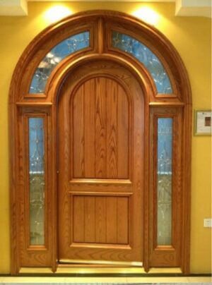 arched wood entry door with sidelights EH111 MCD