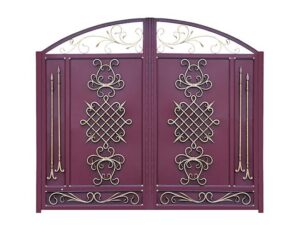 Decorative wrought iron gate with ornamental lattice and scrollwork detailing G140 MCD