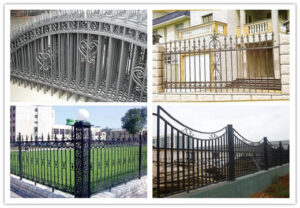 exterior wrought iron fence railing classic vertical bar design property boundary R116 MCD