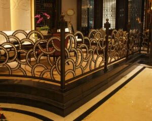 decorative circular wrought iron railing art deco style balcony design R109 MCD
