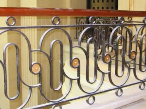 modern circular pattern wrought iron railing balcony design R107 MCD