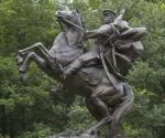 Metal Horse & Rider Sculpture