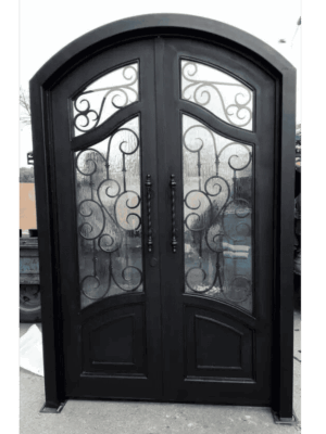 Double Arched Wrought Iron Door Scrollwork & Decorative Panels EL1140 MCD