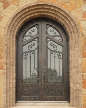 Vintage Style Wrought Iron Double Door EL1128 MCD with ornate scrollworks hand-forged for strength and artistry.