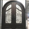 Vintage Style Wrought Iron Double Door Matte Black, Glass Clear