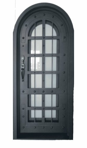 Matte Black Castle Style Wrought Iron Door