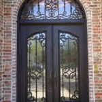 Victorian Style Wrought Iron Double Door with Transom
