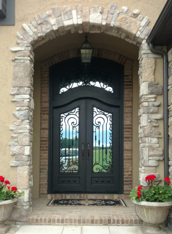 Exquisite Hand-Crafted Wrought Iron Doors With Transom - EL1059