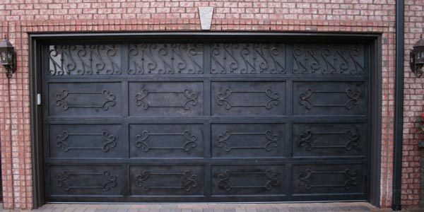 Intricate Scroll Work Iron Garage Door