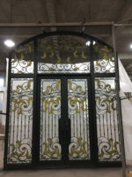 Impressive Wrought Iron Door with Sidelights & Transom