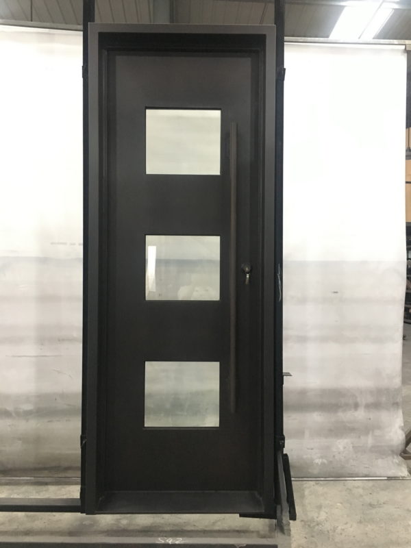 Simple Contemporary Iron Door with Tri-Windows