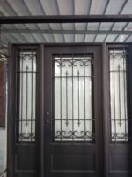 Old World Style Iron Door with Sidelights