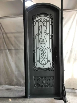Classic arched wrought iron door with scroll panels – EL1242 MCD