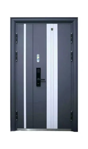 Modern wrought iron security door EL1121 MCD with powder-coated finish and reinforced panels for strength and safety.