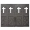 Fortress wrought iron church door EX7032 MCD with cross motifs and scroll detailing