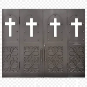 Fortress wrought iron church door EX7032 MCD with cross motifs and scroll detailing