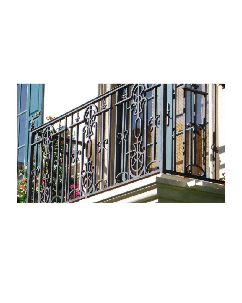 mediterranean wrought iron balcony railing BR6037 MCD curved exterior design