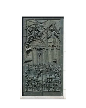 Bronze bas-relief church door EX7008 MCD depicting sacred biblical artistry
