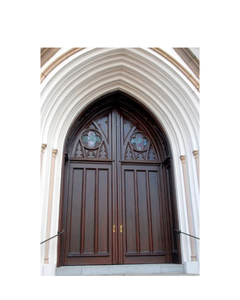 Gothic Style Double Entry Church Door EX7011 MCD with pointed arch design and intricate tracery