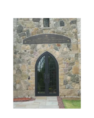 Franciscan Friary black wrought iron church door EX7006 MCD with arched frame
