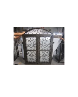 Arched wrought iron window with scrollwork and insulated glass LW101 MCD Monarch Custom Doors