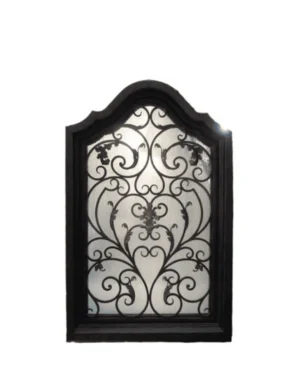Ornate wrought iron window with decorative scrollwork LW135 MCD Monarch Custom Doors