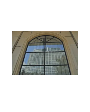 Arched wrought iron window with grid panel design LW139 MCD Monarch Custom Doors