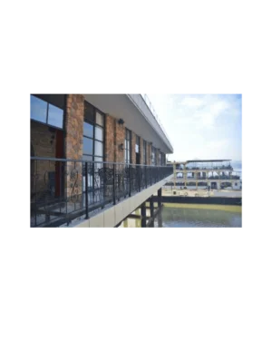 Wrought iron window with balcony railing design LW140 MCD Monarch Custom Doors