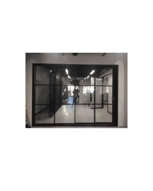 Black frame wrought iron window with grid design LW150 MCD Monarch Custom Doors