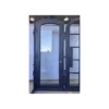 EL1603 MCD arched single wrought iron door with full-height insulated glass panel and slim steel frame