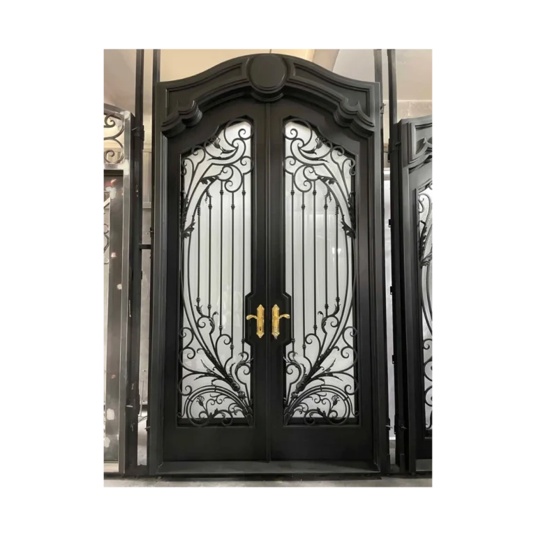 Ornate wrought iron double door with scrollwork – EL1347 MCD