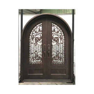 Arched wrought iron double door with scrollwork – EL1348 MCD
