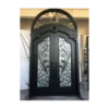Double arched wrought iron door EL1046-2 MCD with ornate transom and scrollwork, handcrafted for elegance and security.