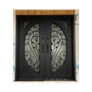 Wrought Iron Door EL1040 MCD Arched with Decorative Scroll Panels