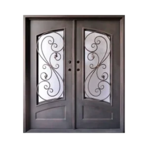EL1050 MCD double wrought iron door with curved scroll panels, durable and elegant design