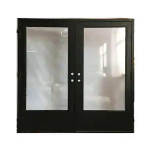 Double wrought iron door EL1053 MCD with elegant scroll panels, crafted for strength, artistry, and secure entry design.