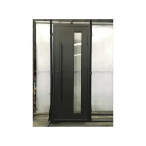 Single wrought iron door with vertical clear glass panel - EL1354 MCD
