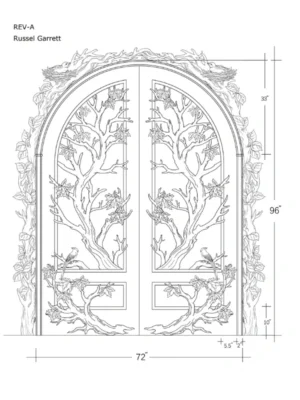 Hand-Carved Wood Door HCD5020
