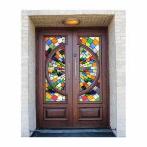 Modern Stained Glass Wood Church Door EX7037 MCD