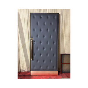 Gray tufted padded home theater door with acoustic design – HT41 MCD
