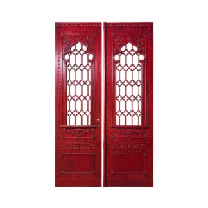Cathedral quatrefoil hand-carved wood door HCD1997 MCD
